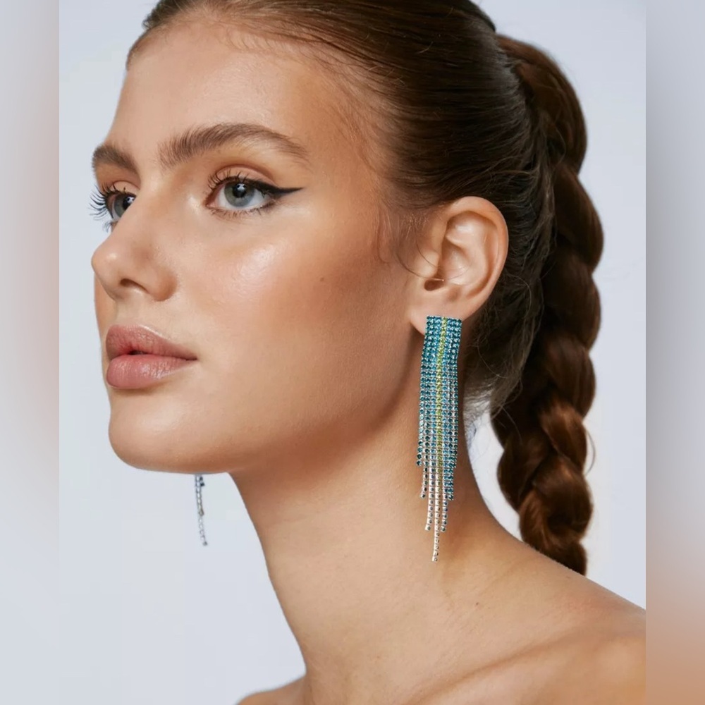 Nasty Gal Rhinestone Waterfall Earrings